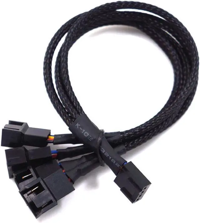 Alt view image 8 of 10 - PWM Fan Splitter Cable Hub 1 to 4 Power Adpater,Motherboard PMW 4-pin Fan Sleeved Braided Y Splitter Internal Power Extension Cable for Computer CPU/Case Fan 1x4 Converter - 10 inches