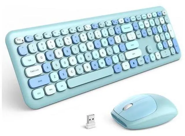 Alt view image 6 of 10 - Meidosa Wireless Keyboard and Mouse Combo, Cute Colorful Keyboard Mouse Wireless 2.4G USB Dongle Plug and Play for PC, Laptop, Computer (Blue)