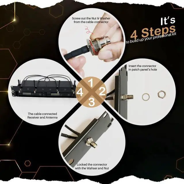 Alt view image 8 of 12 - Wireless Microphone Antenna Extension Cable 2ft with BNC Connector, 2-Pack for Rack Mount Systems