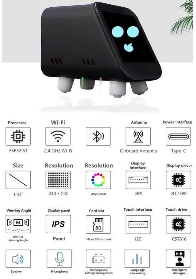 Alt view image 12 of 14 - for XiaoZhi AI Chat Robot 1.54 Inch LCD Display Screen ESP32-S3 N16R8 Development Board WiFi Weather Clock A