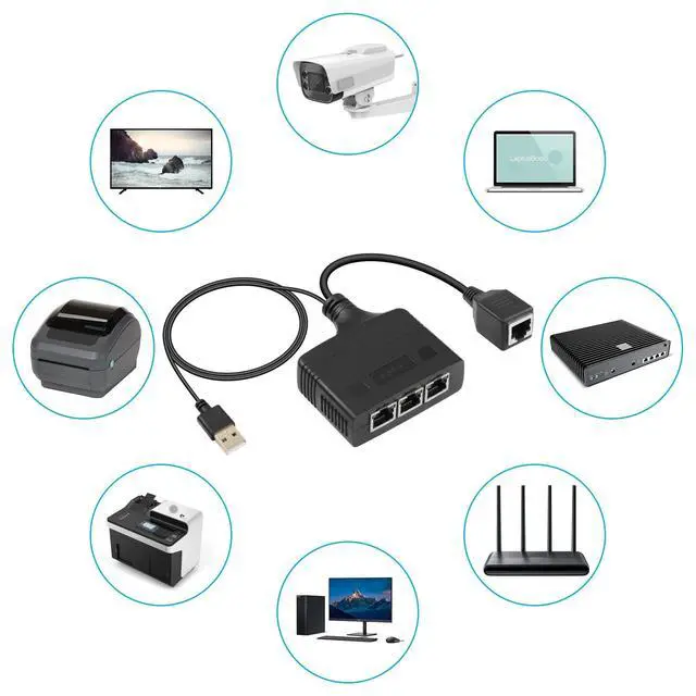 Alt view image 10 of 10 - SinLoon Gigabit RJ45 Network Splitter Adapter, 1 to 3 Ethernet Splitter 1000Mbps High Speed LAN Network Splitter,4 Devices Share The Internet at The Same Time(1 to 3 Female Gigabit)