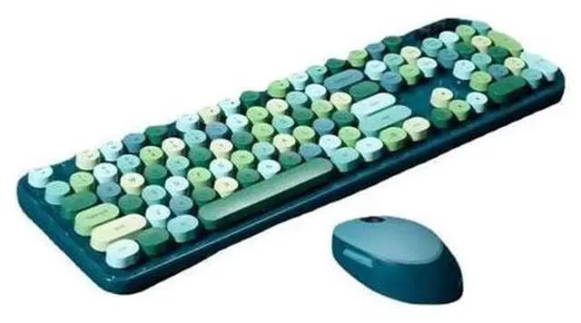 Alt view image 6 of 10 - 2.4G Full-Size Wireless Keyboard and Mouse Combo, TzBBL Colorful Computer Wireless Keyboard Mouse Combos 104 Key (Green-A)...