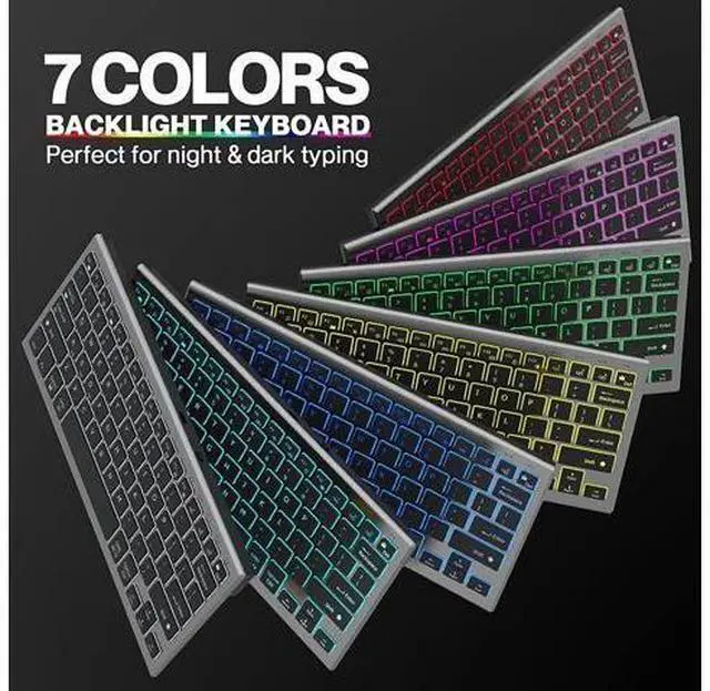 Alt view image 8 of 10 - Wireless Keyboard Mouse Combo 7 Color Backlit Wireless Keyboard and Mouse Multi-Device 2.4G USB Rechargeable Dual Mode Keyboard (Black)