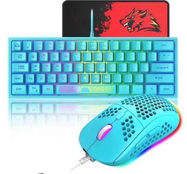 Alt view image 8 of 14 - 60% Gaming Keyboard and Mouse Combo Samll Mini RGB Backlight Mechanical Feeling and Honeycomb Optical Mouse, Mouse pad for Gamers and Typists