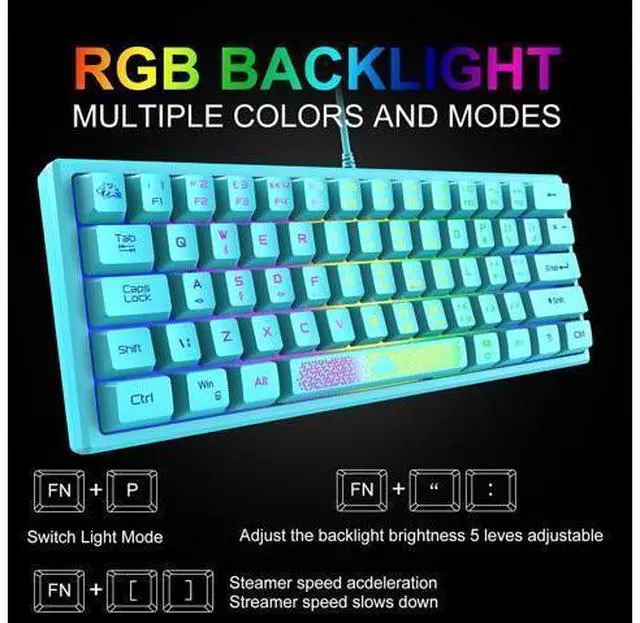 Alt view image 9 of 14 - 60% Gaming Keyboard and Mouse Combo Samll Mini RGB Backlight Mechanical Feeling and Honeycomb Optical Mouse, Mouse pad for Gamers and Typists