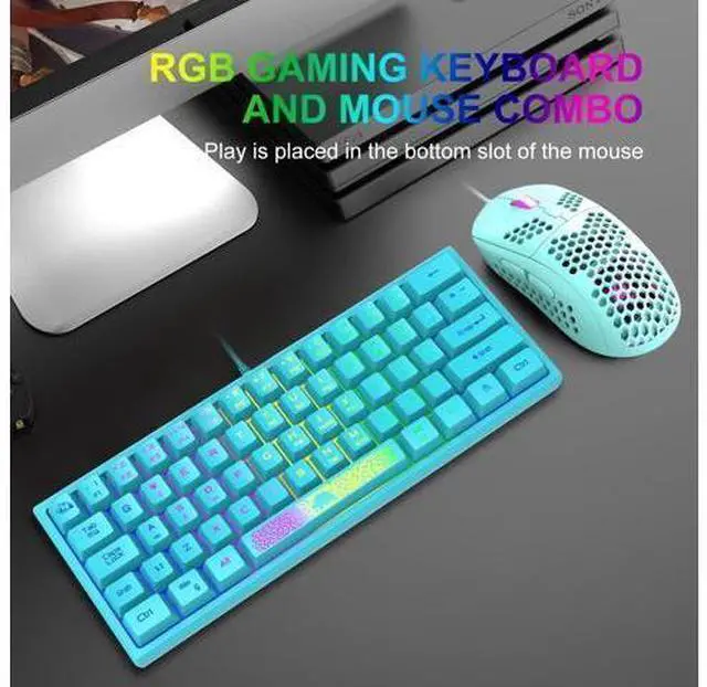 Alt view image 10 of 14 - 60% Gaming Keyboard and Mouse Combo Samll Mini RGB Backlight Mechanical Feeling and Honeycomb Optical Mouse, Mouse pad for Gamers and Typists