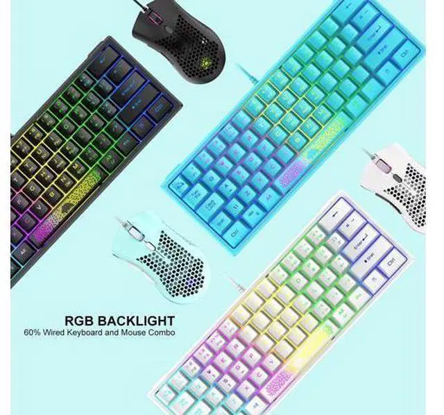 Alt view image 13 of 14 - 60% Gaming Keyboard and Mouse Combo Samll Mini RGB Backlight Mechanical Feeling and Honeycomb Optical Mouse, Mouse pad for Gamers and Typists