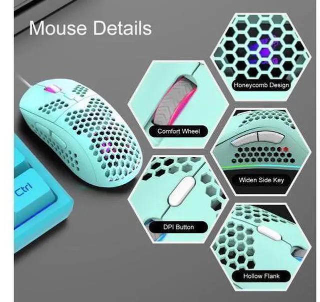 Alt view image 12 of 14 - 60% Gaming Keyboard and Mouse Combo Samll Mini RGB Backlight Mechanical Feeling and Honeycomb Optical Mouse, Mouse pad for Gamers and Typists