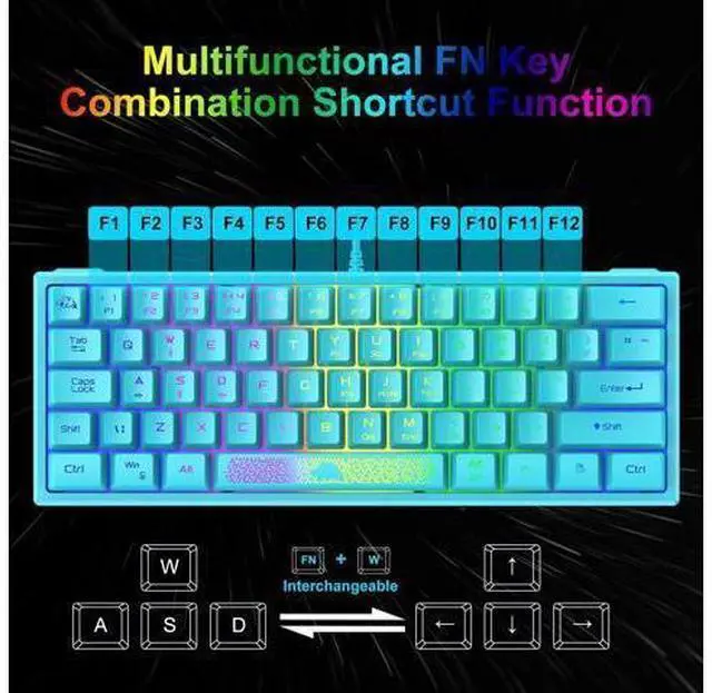 Alt view image 14 of 14 - 60% Gaming Keyboard and Mouse Combo Samll Mini RGB Backlight Mechanical Feeling and Honeycomb Optical Mouse, Mouse pad for Gamers and Typists