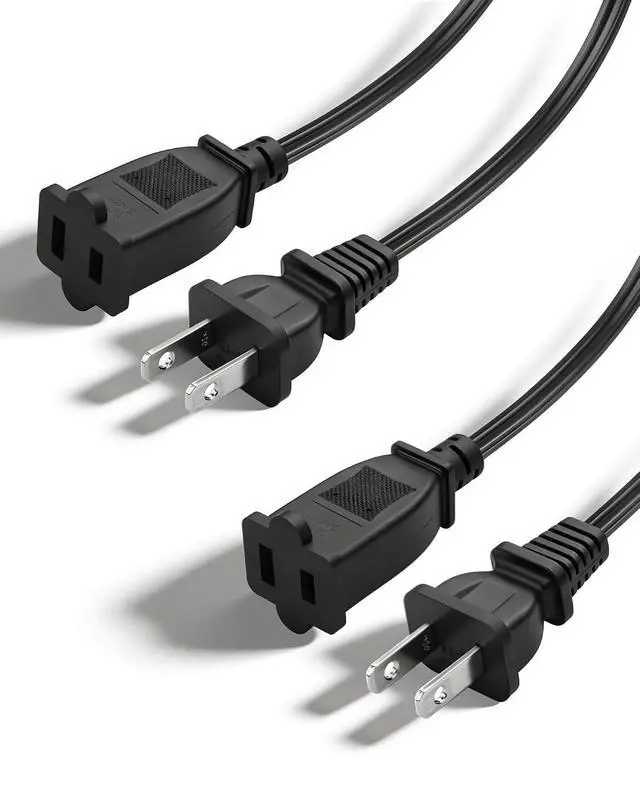Alt view image 8 of 14 - 2 Prong Extension Cord, 10A / 125V US AC 2-Prong Male to Female Power Cable 18AWG NEMA 1-15P to 1-15R Extension Cable Polarity 5FT- 2Pack