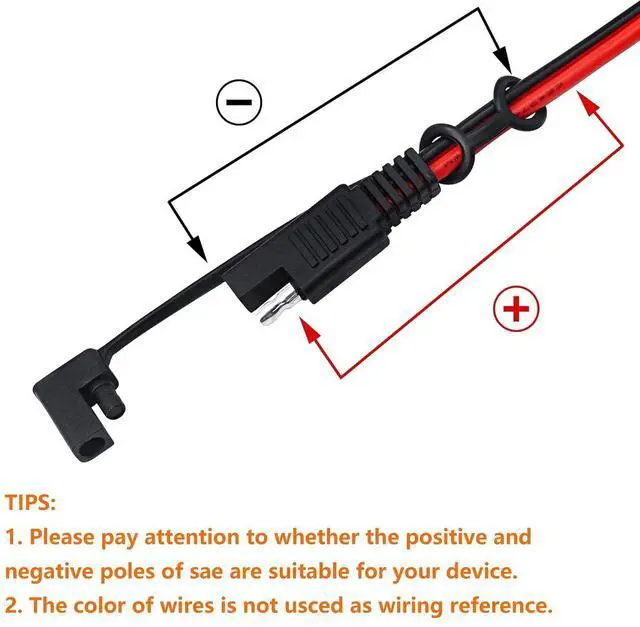 Alt view image 9 of 14 - 3.2FT 12V 14AWG Alligator Crocodile Clip to SAE Connector Quick Release Quick Disconnect Car Solar Power Charging Extension Cable,Black & Red C