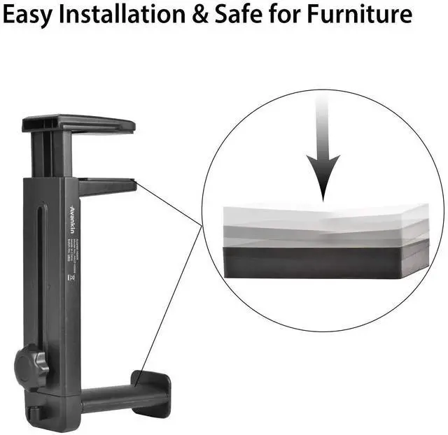 Alt view image 10 of 10 - Headphone Stand & Hanger 2 in 1, Above & Under Desk Gaming Headset Holder Mount Hook with Height Adjustable & Rotating Clamp, Earphone Rack with Cable Clip