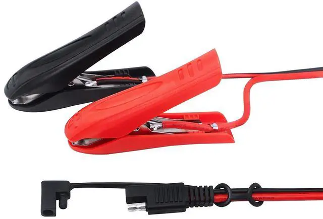 Alt view image 14 of 14 - 3.2FT 12V 14AWG Alligator Crocodile Clip to SAE Connector Quick Release Quick Disconnect Car Solar Power Charging Extension Cable,Black & Red C