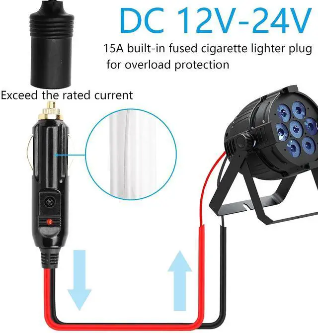 Alt view image 9 of 14 - Cigarette Lighter Male Plug Cable,12V Replacement Car Cigarette Lighter,With 20A Fuse,13AWG Tin-Plated Tail Wire- 2M/6.5FT