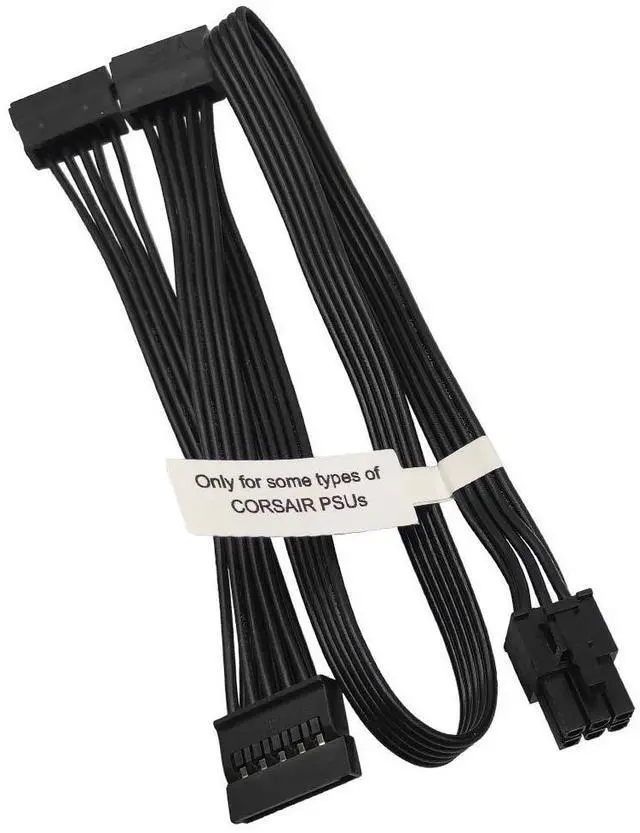 Alt view image 7 of 12 - SATA Power Cable for Corsair PSUs, 6 Pin to 3X 15 Pin SATA Hard Drive Power Adapter Splitter for BTC Mining Riser Card 20-in(50cm)