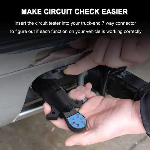 Alt view image 9 of 12 - CARROFIX Vehicle Side 7 Way Trailer Light Tester 7-Pin Blade RV Style Connector Tester LED Circuit Detector for Taillight, Turn Signal, Brake Light