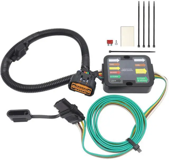 Alt view image 7 of 12 - Vehicle-Side Wiring Harness Kit w/ 4 Pin Flat Trailer Connector for Hyundai KIA