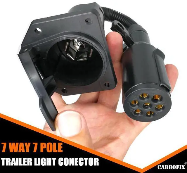 Alt view image 8 of 12 - CARROFIX Vehicle 7 Pole Round Pin to 7 Way RV Blade Trailer Wiring Connector Plug Adapter