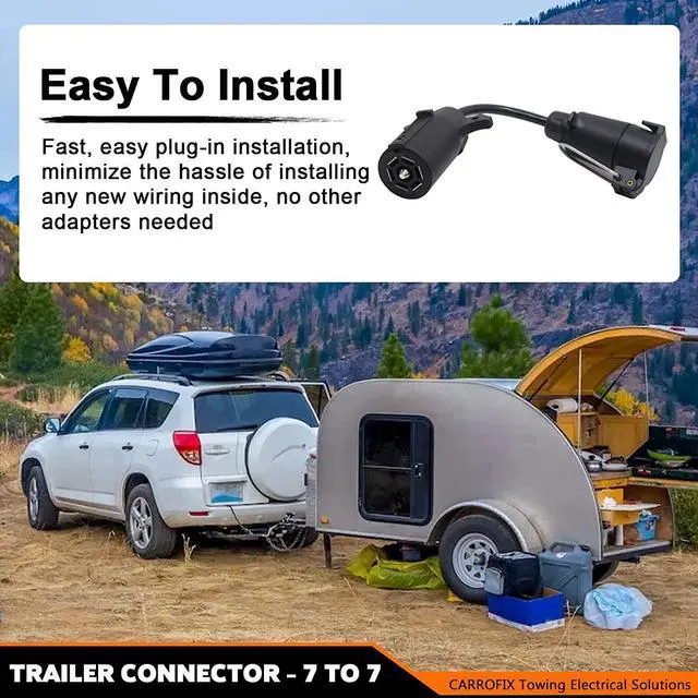 Alt view image 14 of 14 - CARROFIX American Style Vehicle-end 7 Way Blade Connector to European Style Trailer 7 Pin Round Plug