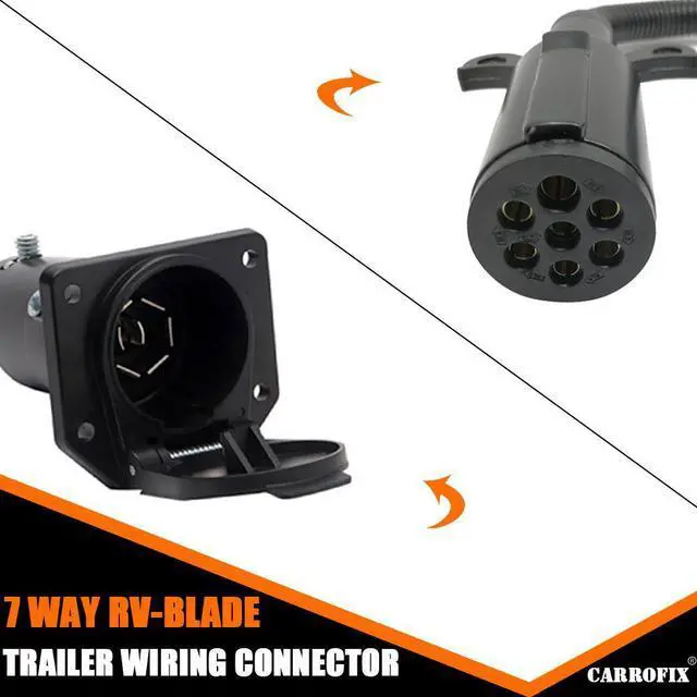 Alt view image 9 of 12 - CARROFIX Vehicle 7 Pole Round Pin to 7 Way RV Blade Trailer Wiring Connector Plug Adapter
