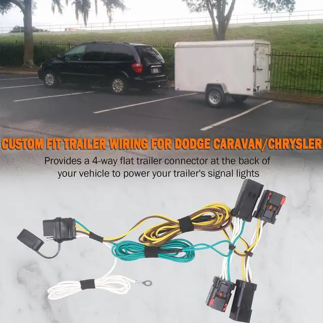 Alt view image 12 of 12 - CARROFIX Custom Fit T-Connector Harness 4 Way Flat Trailer Hitch Wiring Vehicle-Side 4 Pole Flat Connector, Compatible with 2004 - 2007 Chrysler Town & Country, 2004 - 2007 Dodge Caravan, 2004 - 2007