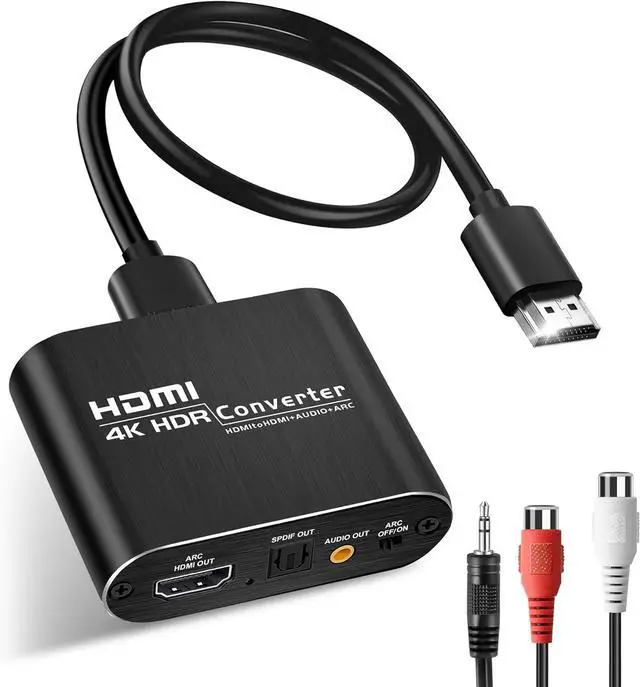 Alt view image 8 of 14 - HDMI ARC Audio Extractor 4K@60Hz, HDMI to HDMI + Optical Toslink SPDIF + 3.5mm AUX Jack Stereo Audio Adapter, HDMI Audio Converter Splitter Inserter Embedder Support HDCP2.2 Digital PCM DTS 5.1