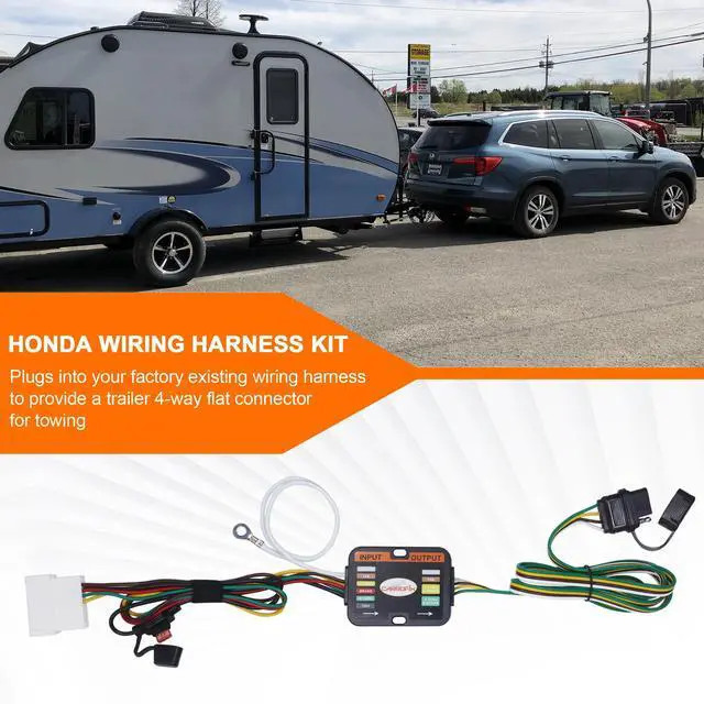 Alt view image 12 of 14 - CARROFIX Custom Vehicle Wiring Harness Kit 4 Way Flat Trailer Connector Compatible with Honda Pilot, Passport for Factory Tow Package