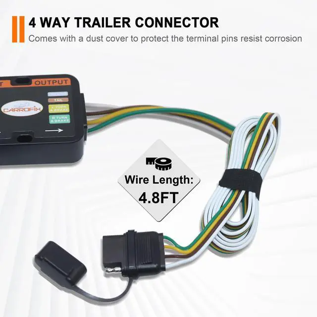 Alt view image 14 of 14 - CARROFIX Custom Vehicle Wiring Harness Kit 4 Way Flat Trailer Connector Compatible with Honda Pilot, Passport for Factory Tow Package