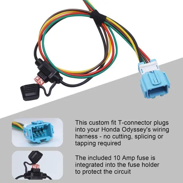 Alt view image 10 of 14 - CARROFIX Custom-Fit Vehicle Wiring Kit with 4 Way Flat Trailer Connector for 2018-2023 Honda Odyssey - Simple Plug-in Odyssey Hitch Wiring Harness