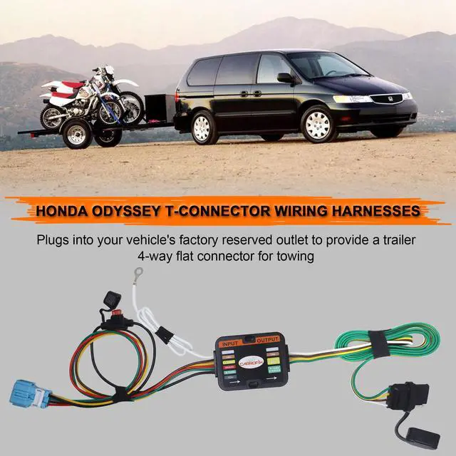 Alt view image 14 of 14 - CARROFIX Custom-Fit Vehicle Wiring Kit with 4 Way Flat Trailer Connector for 2018-2023 Honda Odyssey - Simple Plug-in Odyssey Hitch Wiring Harness