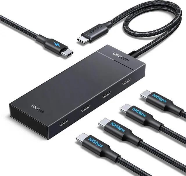Alt view image 8 of 14 - UGREEN Powered 100W 10Gbps USB C Hub - 5 in 1 Adapter with 4 USB-C, 100W PD Ports for MacBook/Air, iPad Pro, iPhone, Surface, Laptops and More