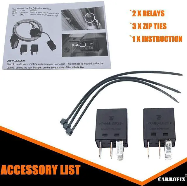 Alt view image 10 of 12 - CARROFIX Custom Fit Vehicle-Side Wiring Harness with 4-Pole Flat Trailer Connector for Chevy Equinox/GMC Terrain
