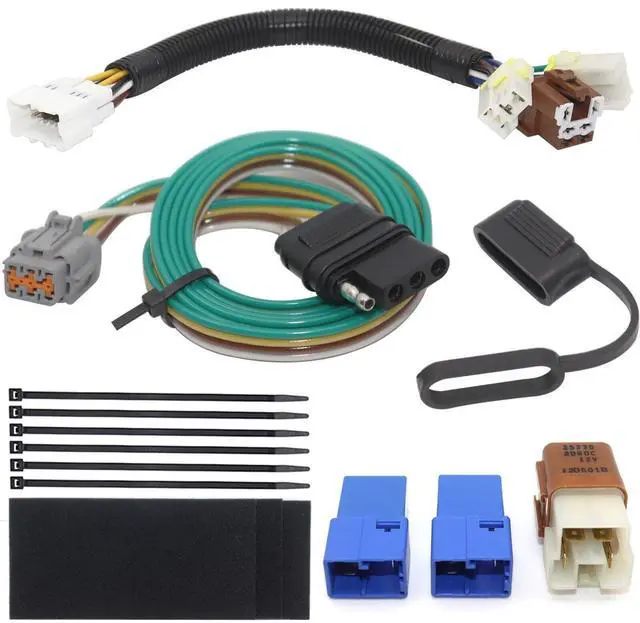Alt view image 2 of 2 - Custom-Fit 4 Way Flat Vehicle Trailer Wiring Harness T-Connector Electrical Kit
