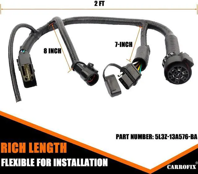 Alt view image 8 of 12 - CARROFIX OE 5L3Z13A576BA Wiring Assembly - Trailer Brake Control Harness 7 Pin Connector for Ford F-150, Lincoln Mark LT