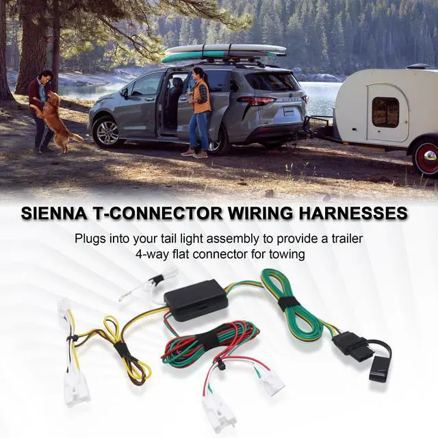 Alt view image 14 of 14 - CARROFIX Custom Fit T-Connector 55580 Vehicle Wiring Kit Harness with 4-Way Flat Trailer Connector for 2004-2010 Toyota Sienna