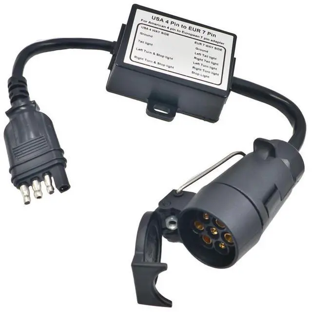 Alt view image 8 of 14 - CARROFIX USA to EU Trailer Light Converter US 4-Way Flat Plug to EU 7-Way Round Connector