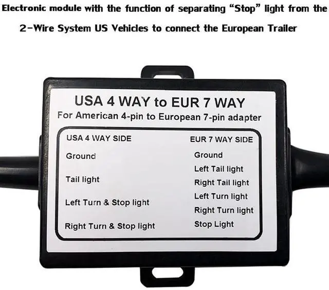 Alt view image 13 of 14 - CARROFIX USA to EU Trailer Light Converter US 4-Way Flat Plug to EU 7-Way Round Connector