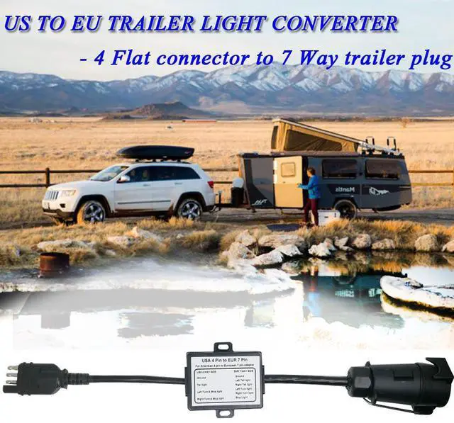 Alt view image 14 of 14 - CARROFIX USA to EU Trailer Light Converter US 4-Way Flat Plug to EU 7-Way Round Connector