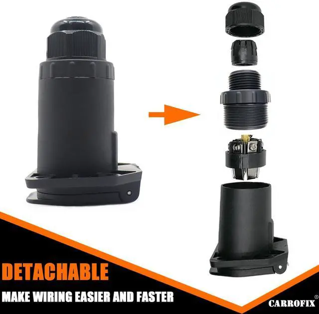 Alt view image 9 of 14 - CARROFIX RV Blade 7-Way Replacement Trailer Socket - Vehicle End 7-Pin Trailer Light Connector Adapter