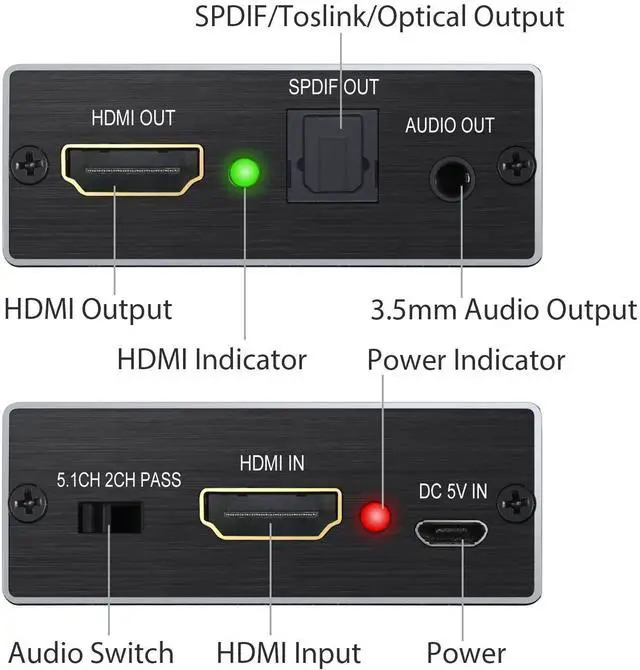 Alt view image 9 of 14 - PROZOR HDMI Audio Extractor Converter HDMI to Optical Toslink SPDIF with 1M HDMI 1.4 Cable and 3.5mm Stereo Audio Splitter Adapter Support 4K x 2K 3D