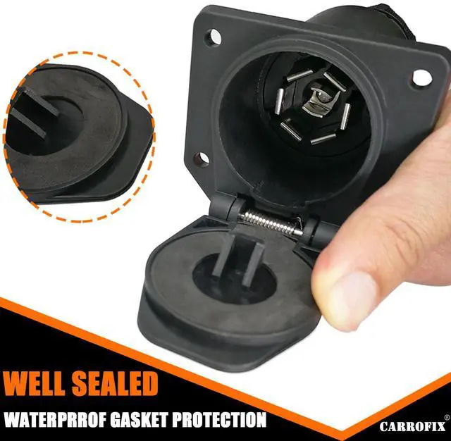 Alt view image 11 of 14 - CARROFIX RV Blade 7-Way Replacement Trailer Socket - Vehicle End 7-Pin Trailer Light Connector Adapter