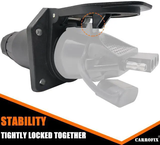 Alt view image 12 of 14 - CARROFIX RV Blade 7-Way Replacement Trailer Socket - Vehicle End 7-Pin Trailer Light Connector Adapter