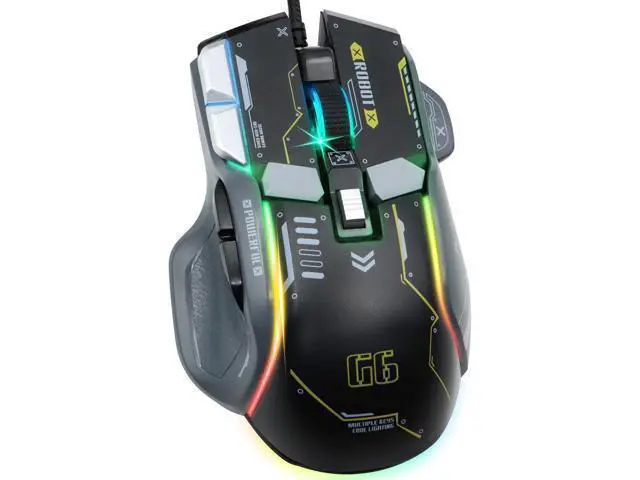 Alt view image 8 of 14 - VEGCOO Wired Gaming Mouse, 12800 DPI Optical Gamer Mouse with 10 Programmable Buttons, Colorful RGB Lights, Ergonomic Design for Gaming and Working