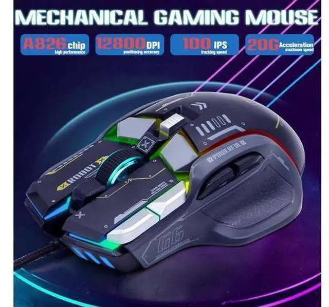 Alt view image 9 of 14 - VEGCOO Wired Gaming Mouse, 12800 DPI Optical Gamer Mouse with 10 Programmable Buttons, Colorful RGB Lights, Ergonomic Design for Gaming and Working