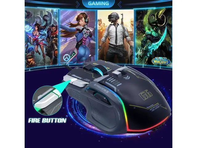 Alt view image 12 of 14 - VEGCOO Wired Gaming Mouse, 12800 DPI Optical Gamer Mouse with 10 Programmable Buttons, Colorful RGB Lights, Ergonomic Design for Gaming and Working