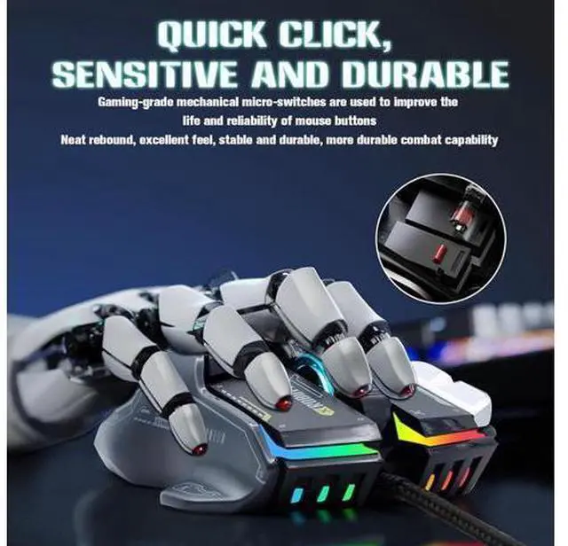 Alt view image 13 of 14 - VEGCOO Wired Gaming Mouse, 12800 DPI Optical Gamer Mouse with 10 Programmable Buttons, Colorful RGB Lights, Ergonomic Design for Gaming and Working