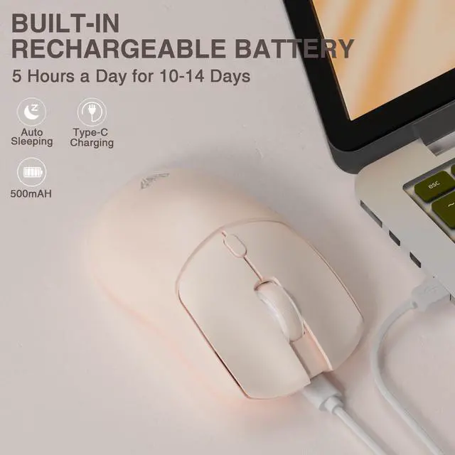 Alt view image 14 of 14 - Hoegoa SC580X Wireless Gaming Mouse, Tri-Mode 2.4G/BT5.0/USB-C Gaming Mice with 12000 DPI, 6 Programmable Buttons, Rechargeable Computer Mouse for Laptop/PC/Mac/Tablet