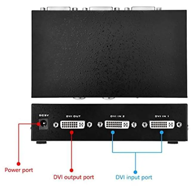 Alt view image 4 of 7 - Iseebiz DVI Switch Box, 2 in 1 Out DVI Selector, Support 1920x1440@60Hz with Remote for PC Laptop DVR Projector HDTV DVI Port Devices, 165Mhz Bandwidth for Office Home Working, Project, Meeting, etc.
