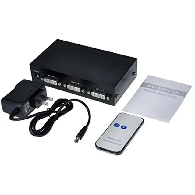 Alt view image 7 of 7 - Iseebiz DVI Switch Box, 2 in 1 Out DVI Selector, Support 1920x1440@60Hz with Remote for PC Laptop DVR Projector HDTV DVI Port Devices, 165Mhz Bandwidth for Office Home Working, Project, Meeting, etc.