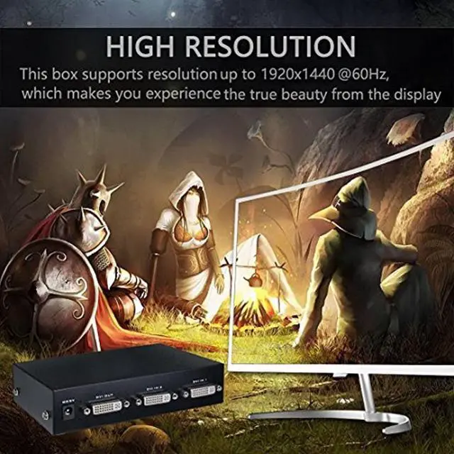 Alt view image 5 of 7 - Iseebiz DVI Switch Box, 2 in 1 Out DVI Selector, Support 1920x1440@60Hz with Remote for PC Laptop DVR Projector HDTV DVI Port Devices, 165Mhz Bandwidth for Office Home Working, Project, Meeting, etc.